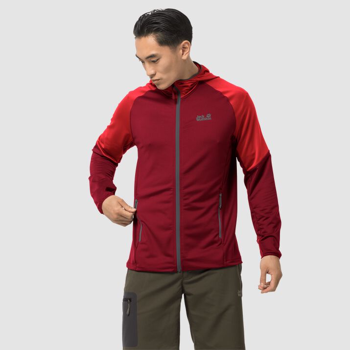 Jack Wolfskin Mens Hydro 3 Fleece Jacket Dark Red 165739XNF